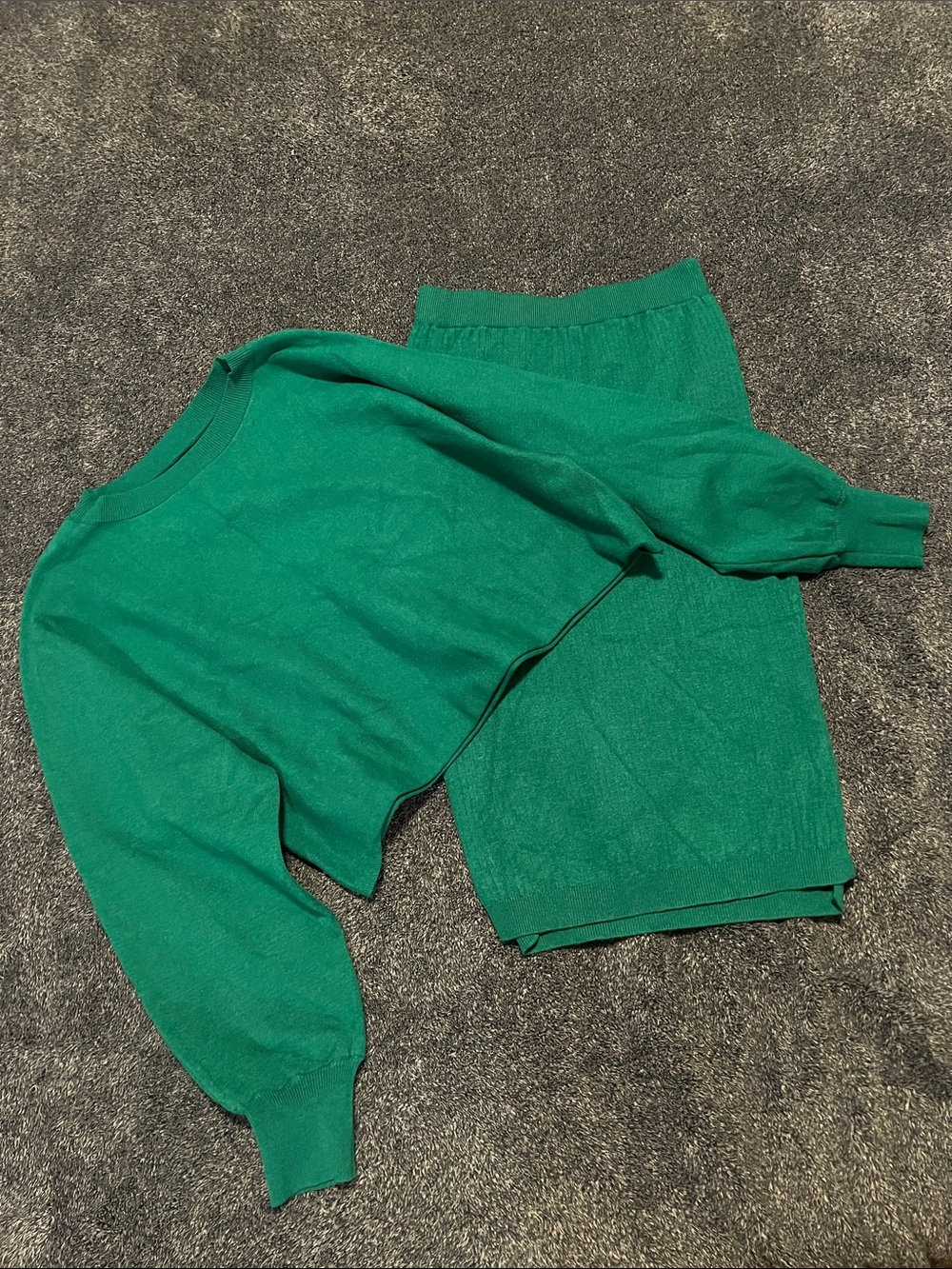 Green  Knit Sweater and Skirt Set